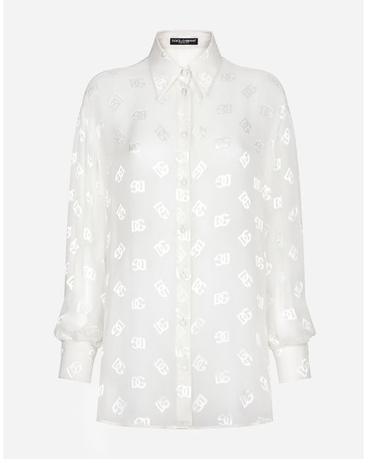 Dolce & Gabbana シャツ デヴォレシルク Dgロゴ White