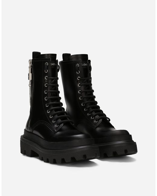 Dolce & Gabbana Black Calfskin Ankle Boots