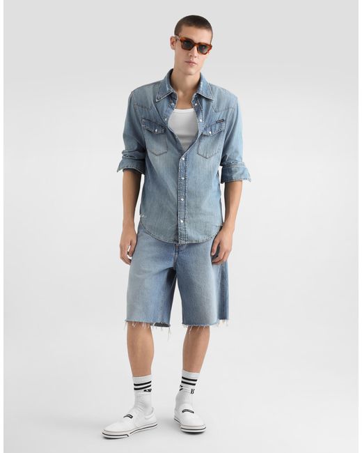 Dolce & Gabbana Blue Denim Bermuda Shorts for men