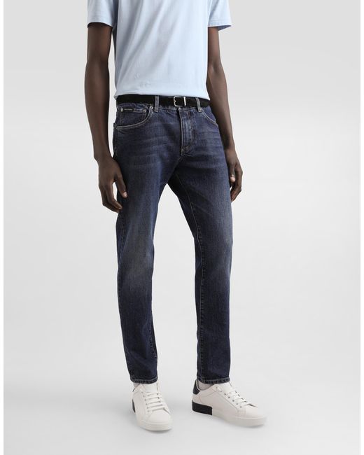 Dolce & Gabbana Blue Slim-Fit Stretch Cotton Jeans for men
