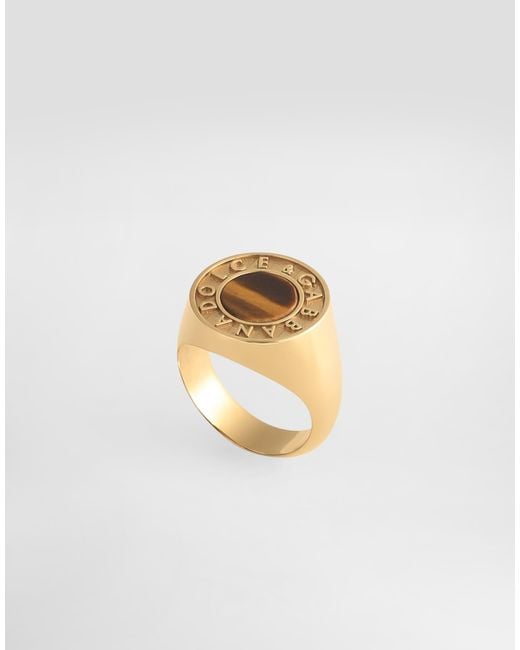 Dolce & Gabbana Logo Ring With Stone in White für Herren