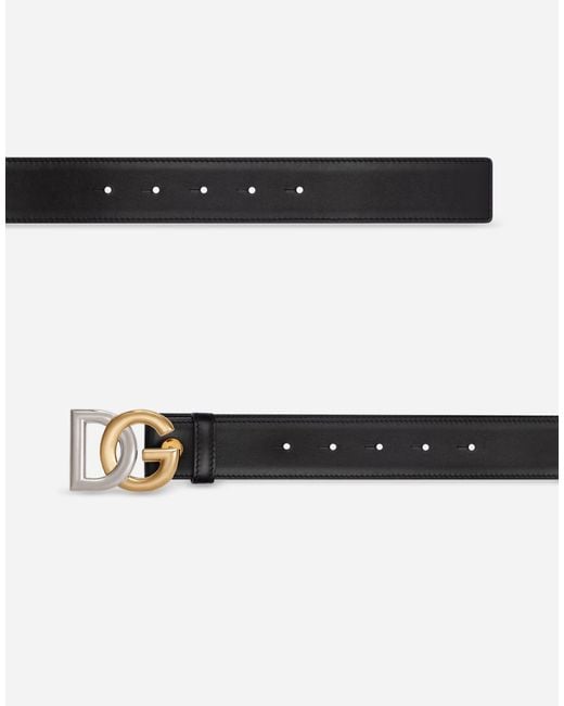 Dolce & Gabbana Black Double-Plated Dg-Logo Belt for men