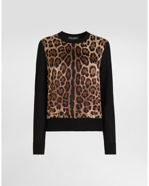 Dolce & Gabbana Black Leo- Wool Pullover