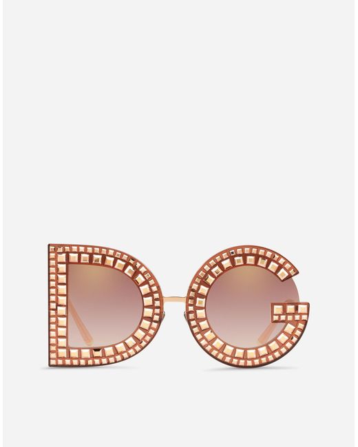 Occhiali da sole DG glitter di Dolce & Gabbana in Pink