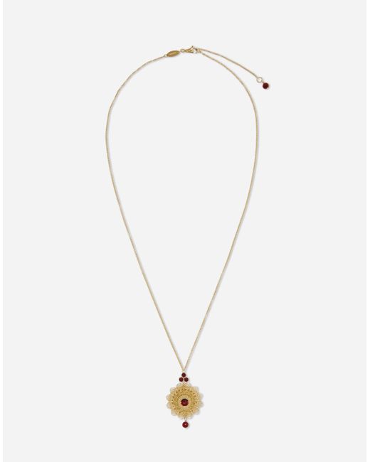 Pendentif Filigrane En Jaune 18 Carats Et Grenats Rhodolites Dolce & Gabbana en coloris White