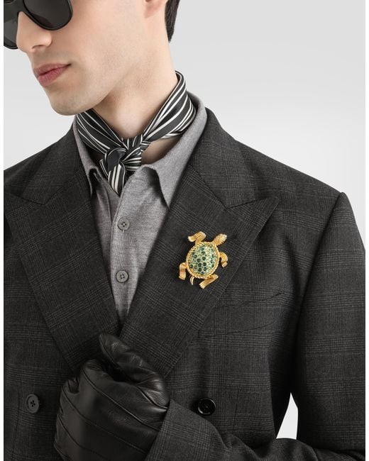 Dolce & Gabbana Metallic Turtle Brooch for men