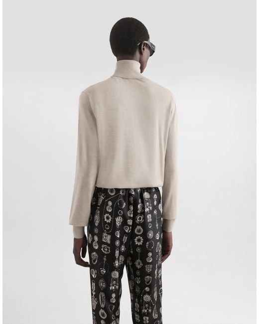 Dolce & Gabbana White Cashmere Turtleneck Pullover for men