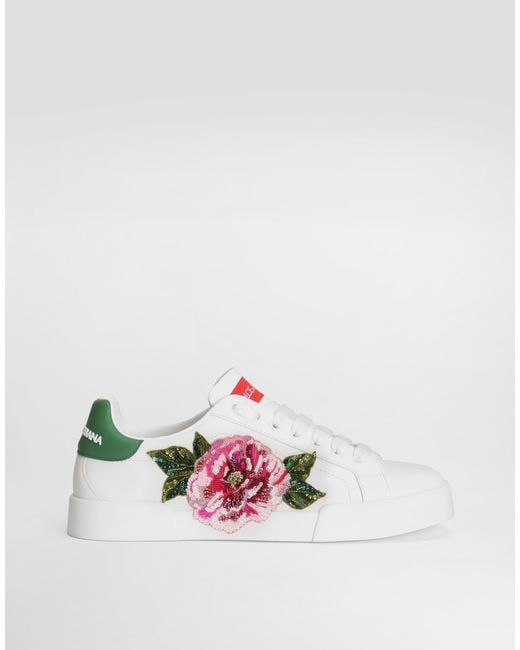 Dolce & Gabbana White Sneaker Portofino Light Aus Kalbsleder