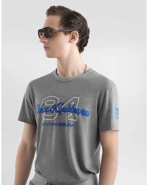 Dolce & Gabbana Gray Cotton T-Shirt With Print for men