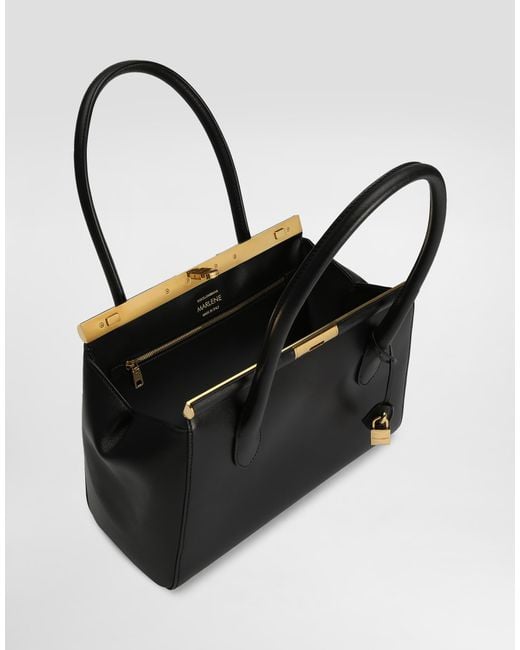Dolce & Gabbana Black Calfskin Handbag With Snap Closure