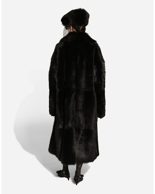Dolce & Gabbana ムートン シングルブレスト コート Black
