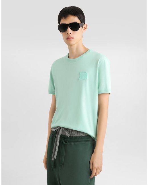 Dolce & Gabbana Cotton T-Shirt With Patch in Green für Herren