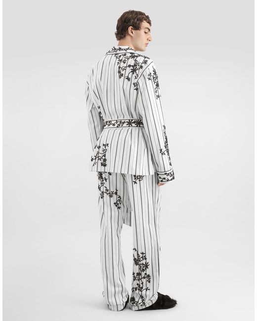 Dolce & Gabbana White Vanity Trousers With Embroidery for men