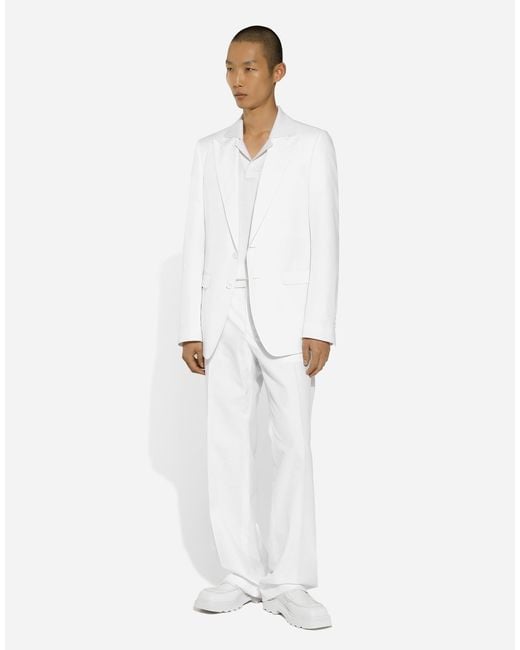 Dolce & Gabbana White Silk Polo-Shirt With Embroidery for men