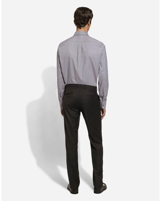 Dolce & Gabbana Blue Cotton Martini-Fit Shirt for men