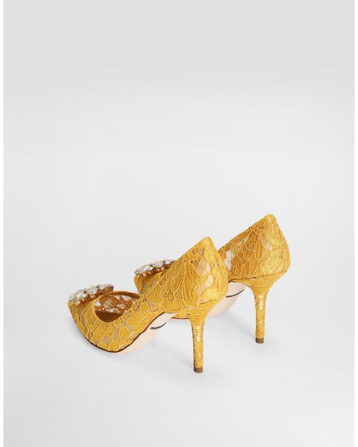 Dolce & Gabbana Lace Pumps With Brooch Detailing Metallic