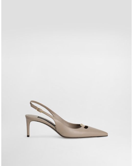 Dolce & Gabbana White Silk-Effect Nappa Leather Slingback