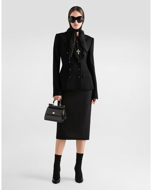 Dolce & Gabbana Black Double Wool Crêpe Skirt