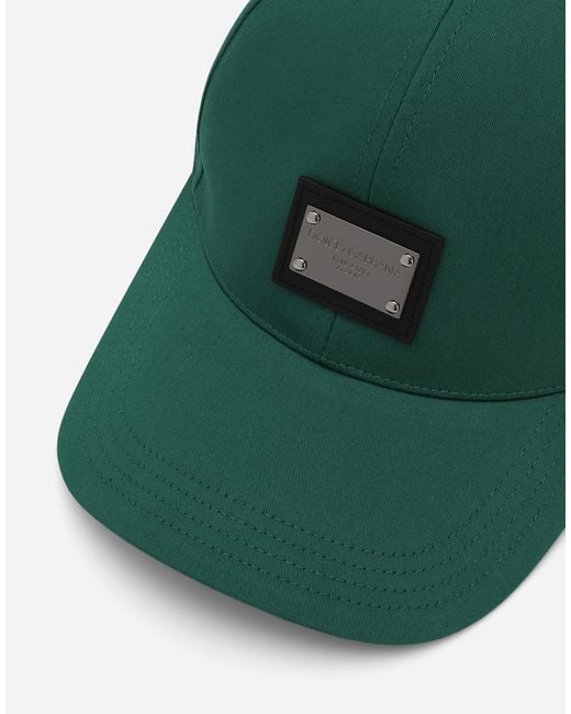 メンズ Dolce & Gabbana ベースボールキャップ コットン ロゴプレート Green