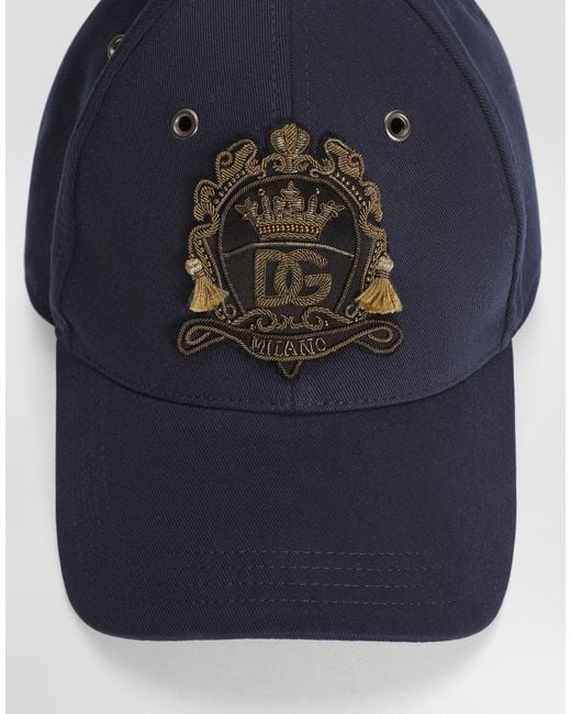 Dolce & Gabbana Blue Washed-Effect Drill Baseball Cap for men