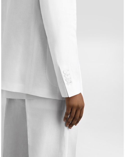 Dolce & Gabbana White Portofino Double-Breasted Linen Jacket for men