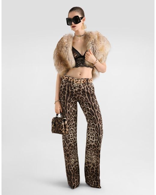 Dolce & Gabbana Natural Leo- Brocade Trousers