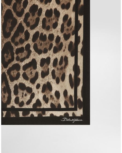 Dolce & Gabbana Black Leopard- Silk Twill Scarf 50X50