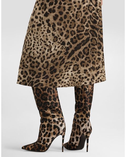 Dolce & Gabbana Natural Leo- Viscose Jersey Skirt