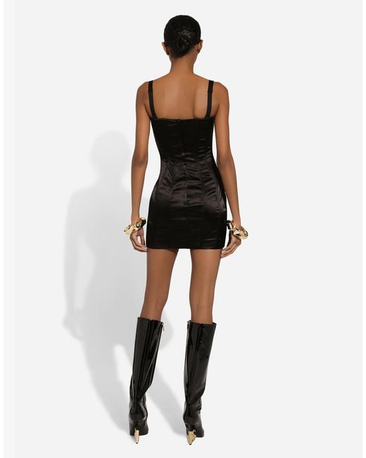 Dolce & Gabbana Black Strapless Satin Minidress