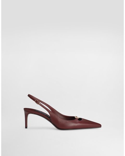 Dolce & Gabbana Pink Silk-Effect Nappa Leather Slingback
