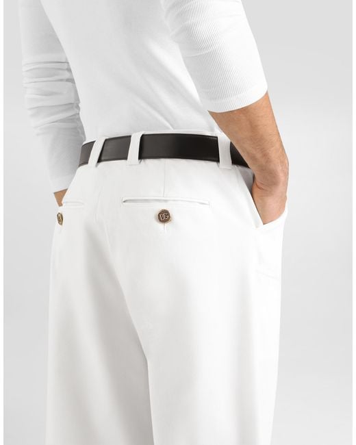 Dolce & Gabbana White Cotton Trousers for men