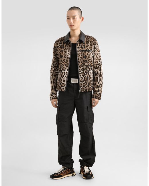 Dolce & Gabbana Multicolor Cotton Leopard- Jacket With Tag for men