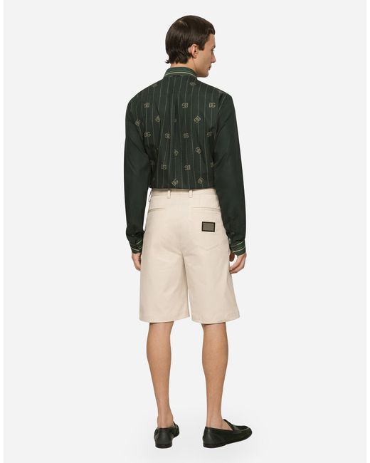 Bermuda En Coton Stretch Avec Plaquette À Logo Dolce & Gabbana pour homme en coloris Natural