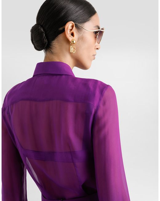 Dolce & Gabbana Purple Chiffon Shirt