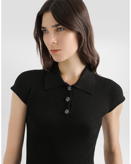 Dolce & Gabbana レディース ブラック Ribbed Polo Sweater 【公式通販】