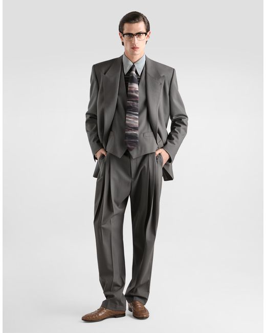 Dolce & Gabbana Gray Palermo Single-Breasted Wool Jacket for men