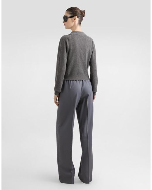 Dolce & Gabbana Wool Gabardine Trousers Gray