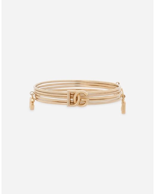 Dolce & Gabbana White Rigid Multi-Hoop Bangle With Dg Logo