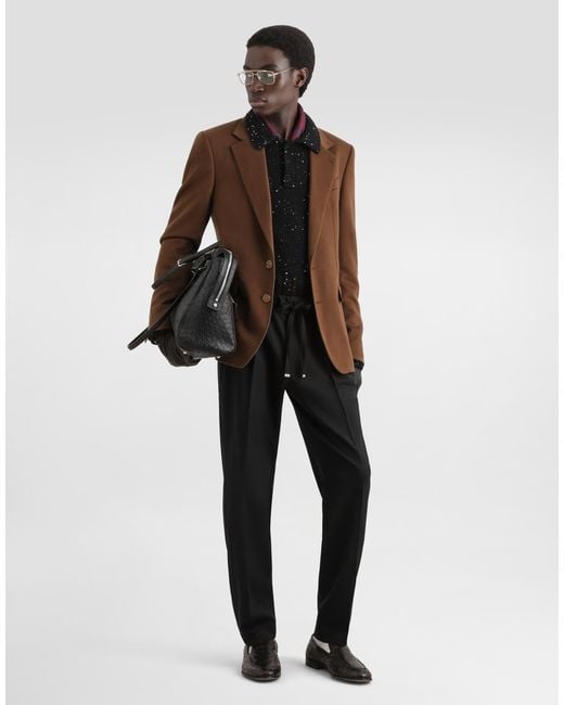 Dolce & Gabbana Black Wool Gabardine Jogging Trousers� for men
