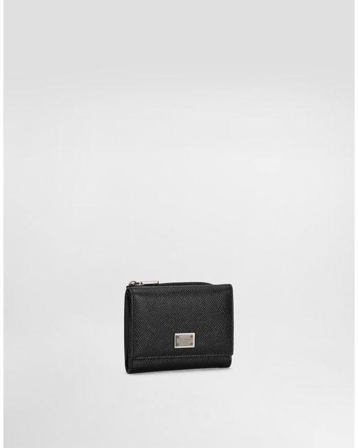 Dolce & Gabbana White Calfskin French-Flap Wallet With Logo Tag for men