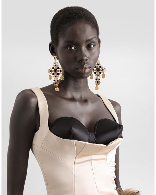 Dolce & Gabbana Natural Stretch Satin Calf-Length Sheath Dress
