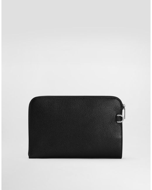 Dolce & Gabbana Black Medium Deerskin Pouch for men