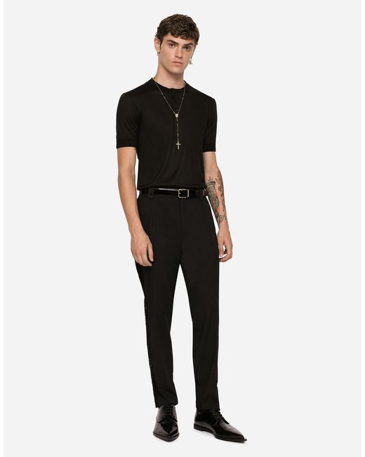 Dolce & Gabbana Hose mit seitlichen Streifen aus Spitze in Schwarz für  Herren | Lyst DE
