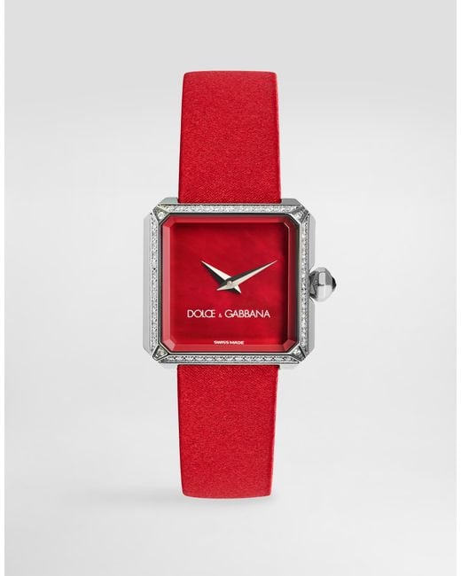 Dolce & Gabbana Red Sofia Steel Watch With Diamonds