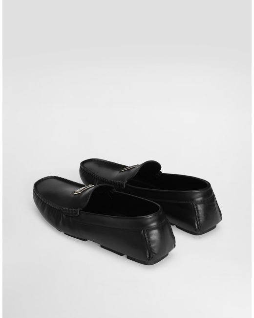 Dolce & Gabbana White Dg Driver Calfskin Loafers for men