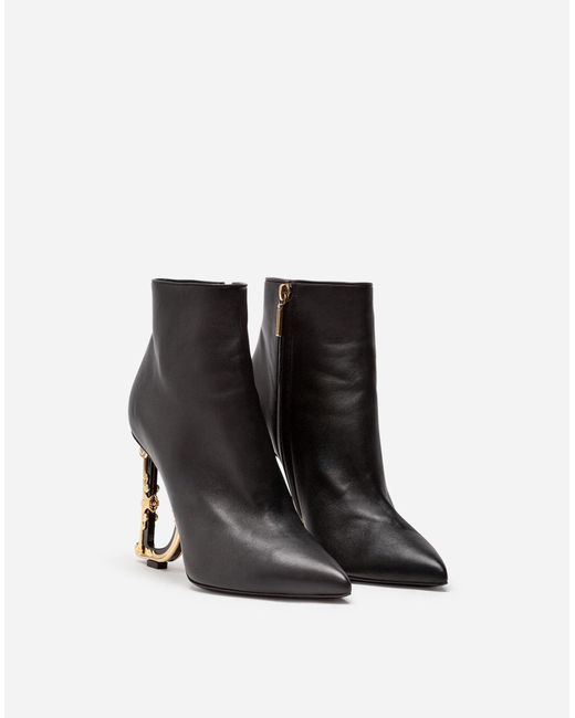 Dolce & Gabbana 105mm Baraque Heel Ankle Boots in Black | Lyst Canada