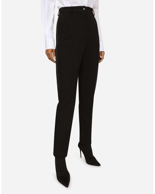 Dolce & Gabbana パンツ ウール ダッチェスサテン タキシードバンド Black