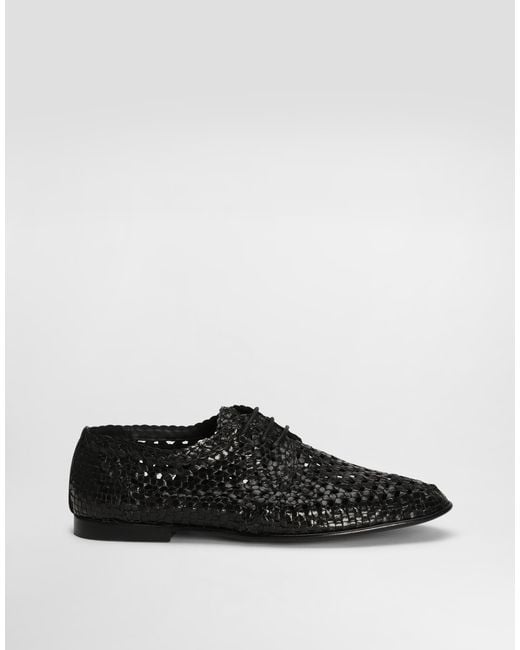 Dolce & Gabbana White Polished Goatskin Derby Shoes for men