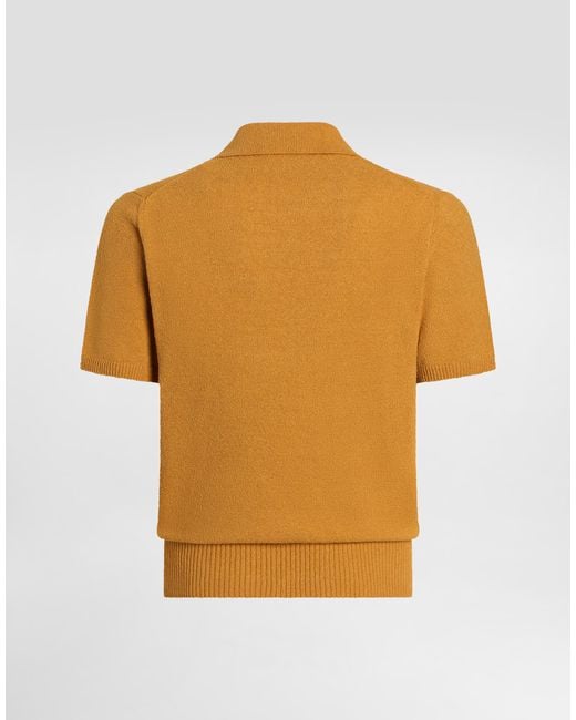 Dolce & Gabbana Orange Linen-Cotton Knit Polo Shirt for men