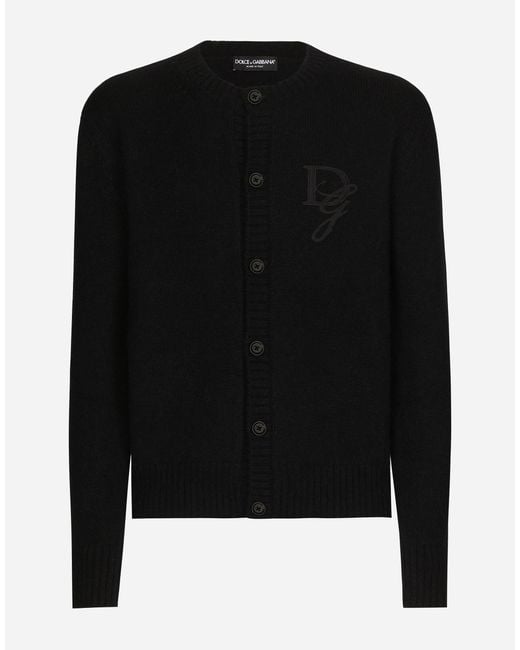 メンズ Dolce & Gabbana Dgエンブロイダリー ウール ラウンドネック カーディガン Black